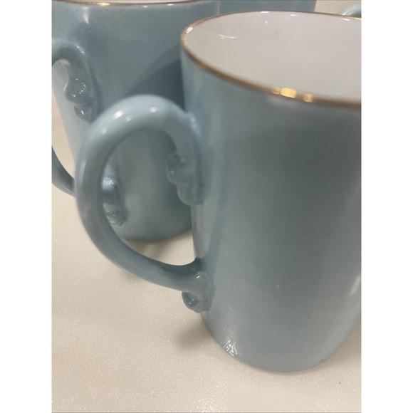 VTG Hand Paint Blue Iris Flower Porcelain Mugs Set of 5 Gold Rim Cottagecore Art - Picture 7 of 11